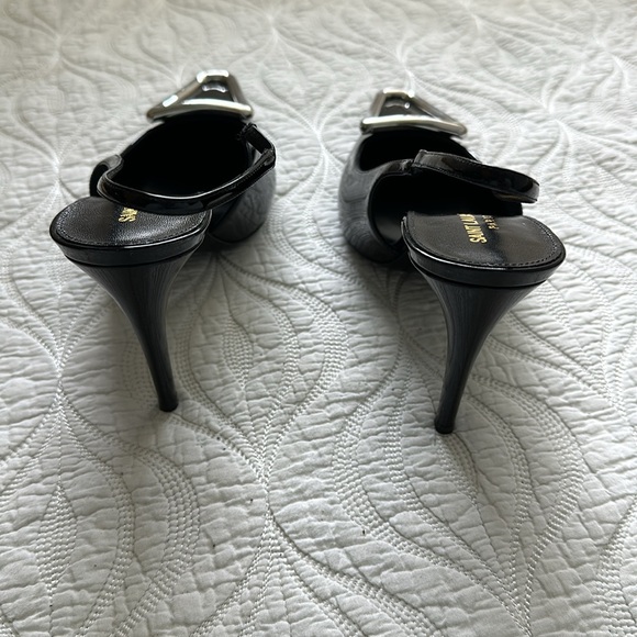 SAINT LAURENT Avenue Slingback Pumps Patent Black Leather - Picture 5 of 8